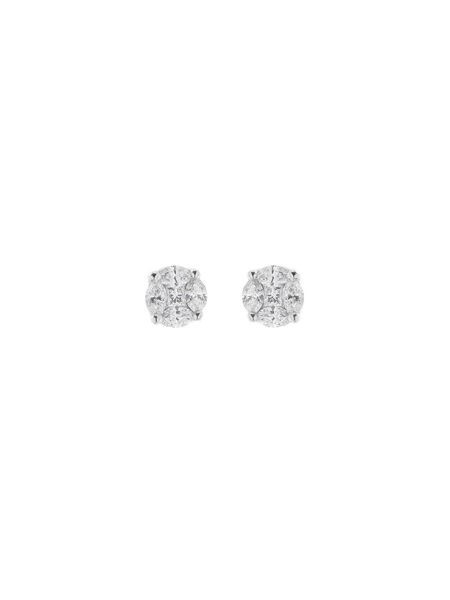 0.76ct Diamond 18K Gold Illusion Stud Earrings