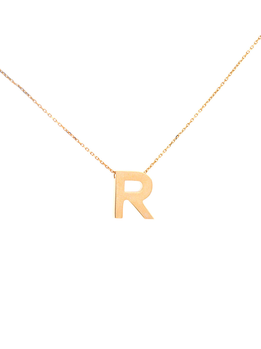 14K Gold Letter R Initial Pendant Necklace