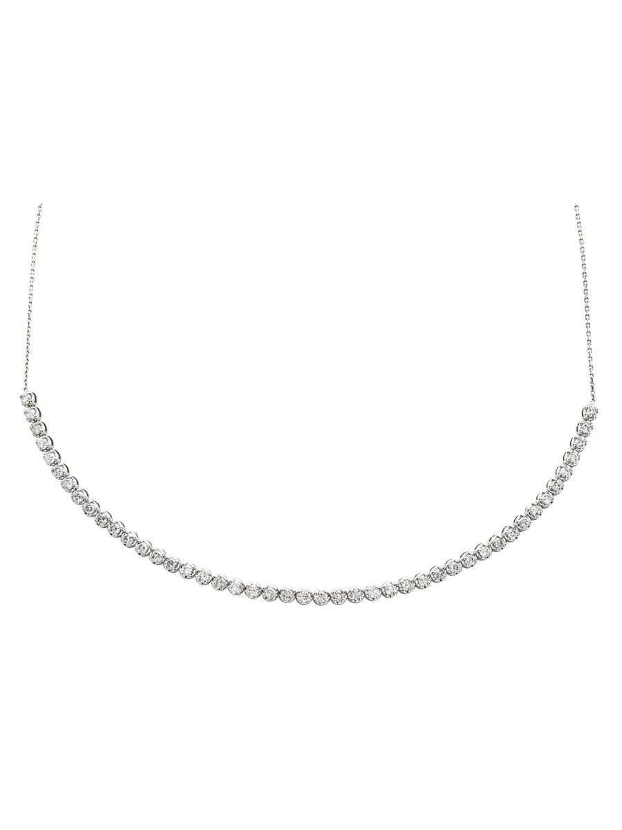 3.00ct Diamond 14K Gold Tennis Adjustable Choker Necklace