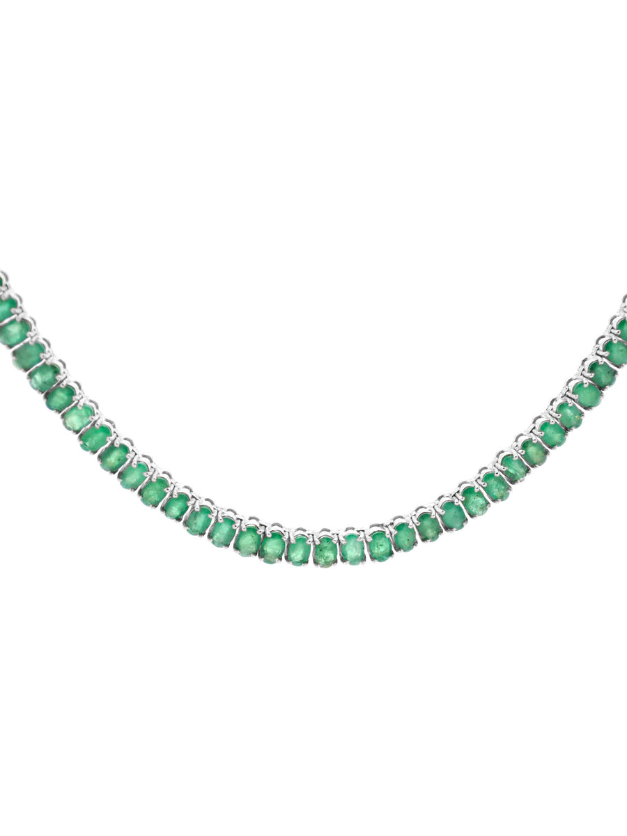 17.40ct Emerald 18K Gold Tennis Necklace 16''