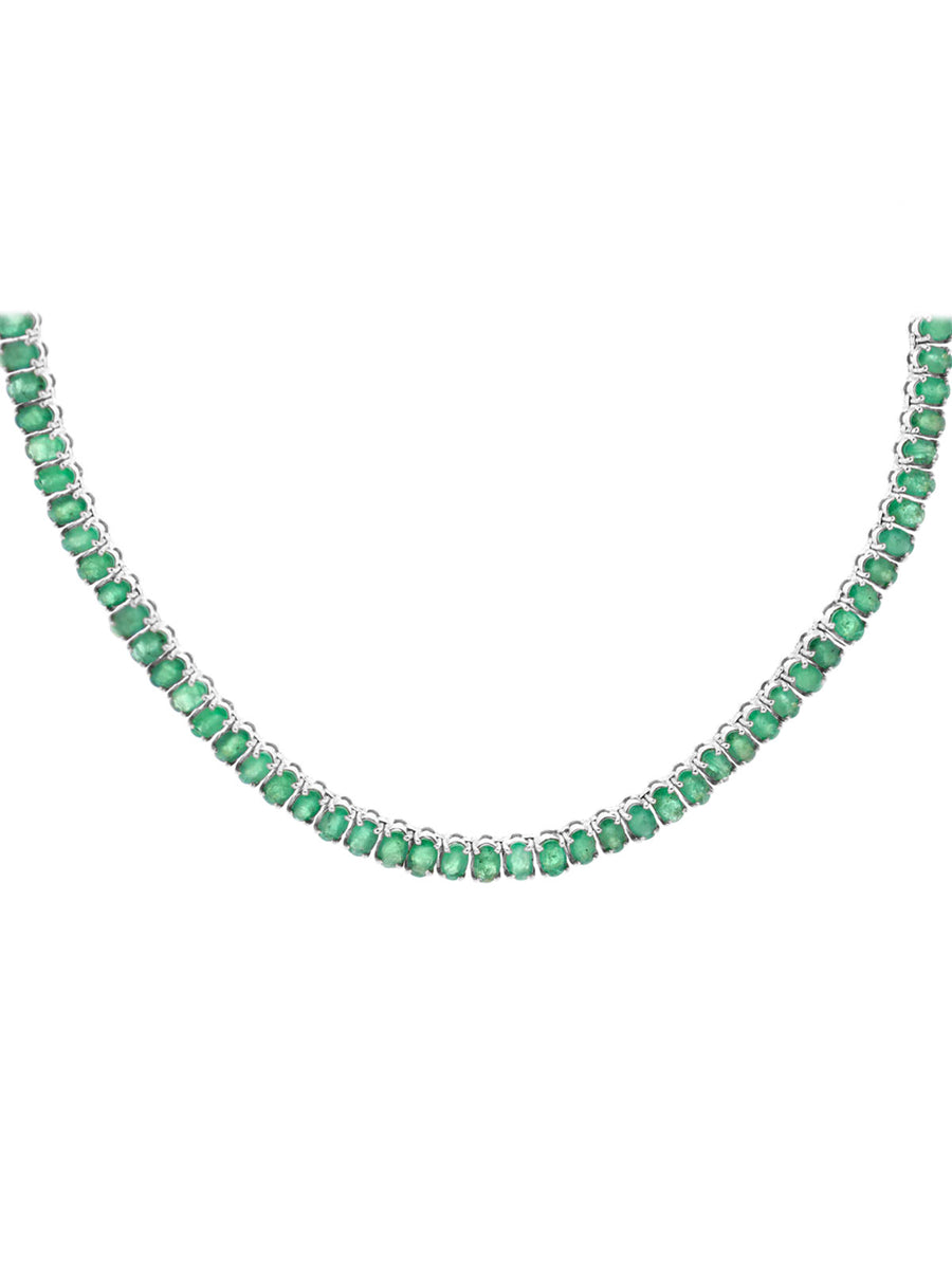 22.50ct Emerald 18K Gold Tennis Necklace 22''