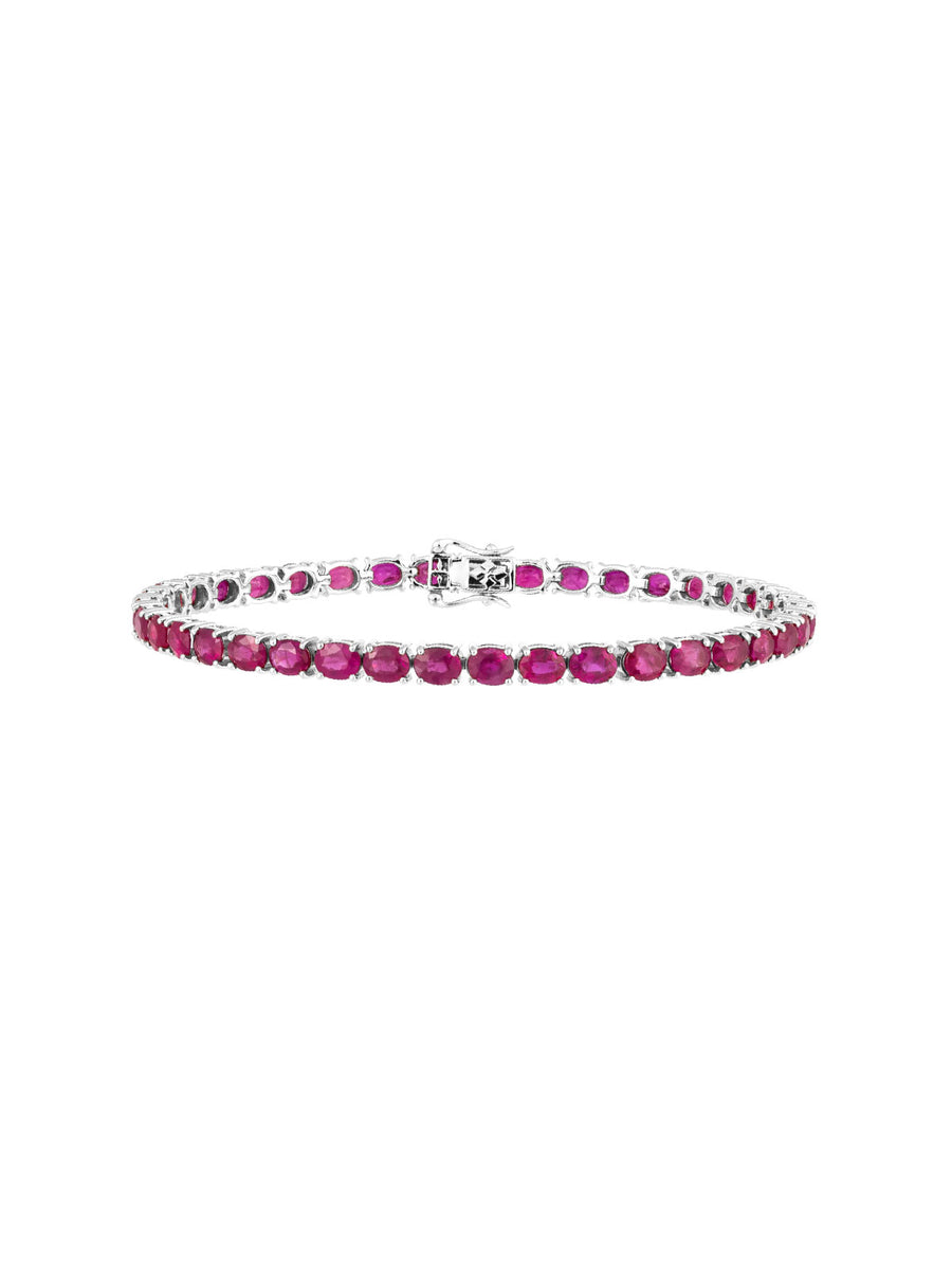 12.33ct Ruby 18K Gold Oval Tennis Bracelet