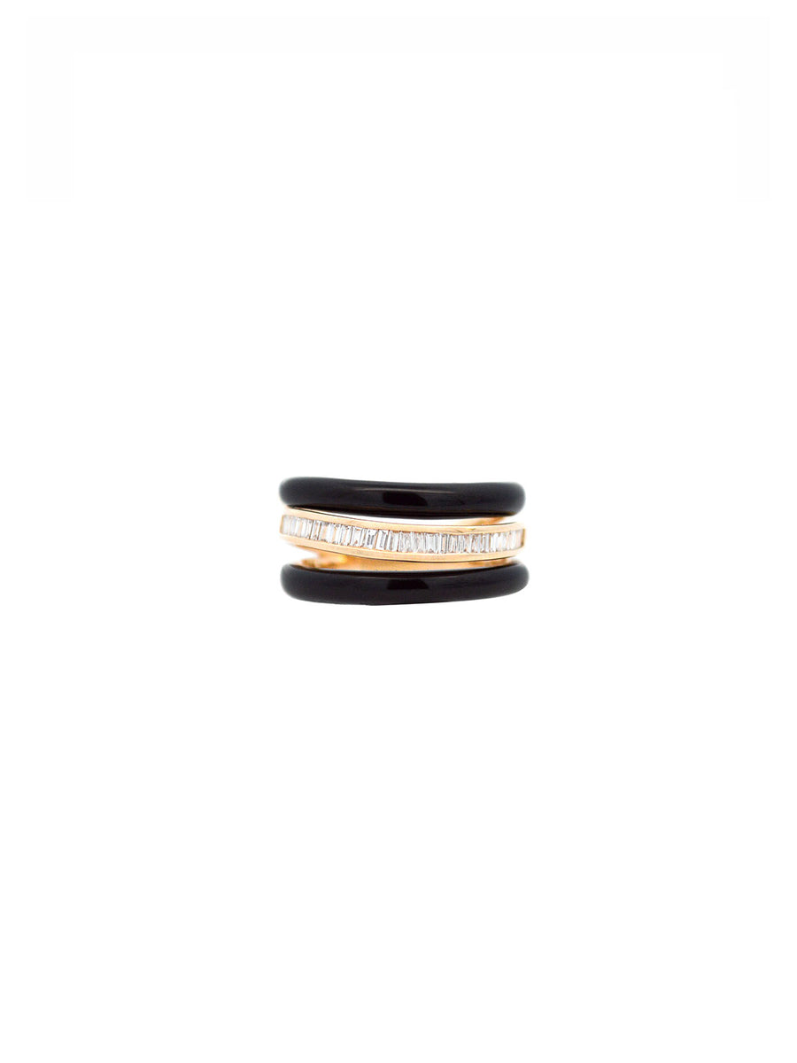 3.9ct Onyx Diamond 14K Gold Ring