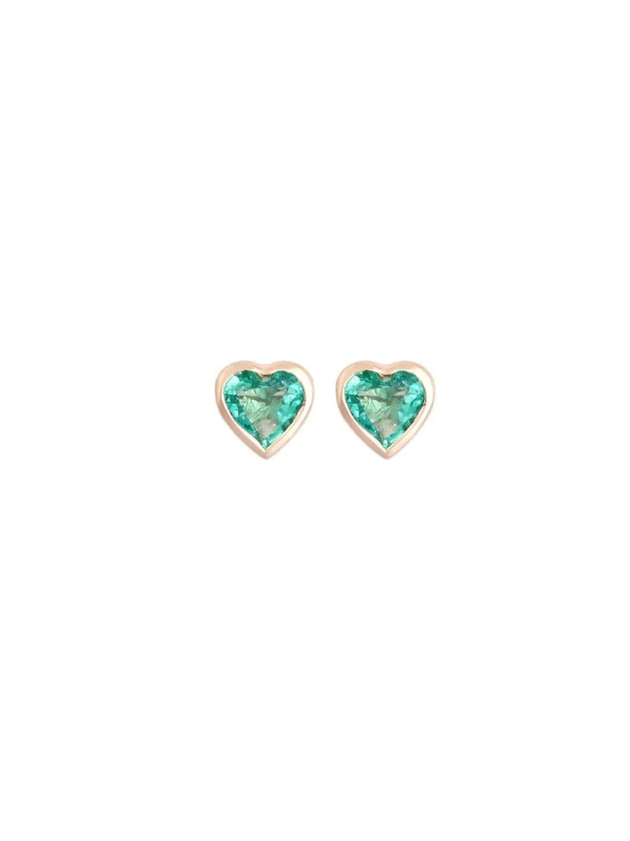 0.42ct Ruby 14K Gold Heart Stud Earrings