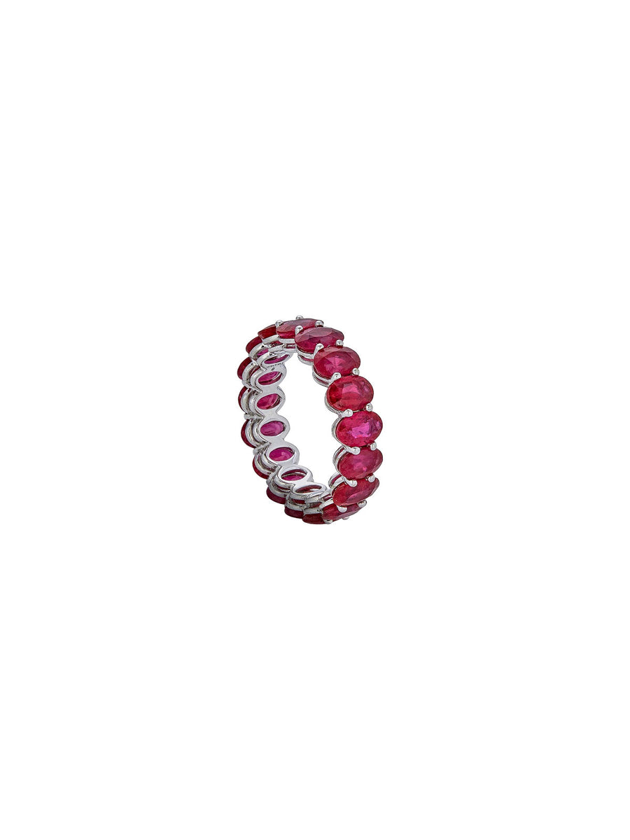 5.72ct Ruby 18K Gold Oval Eternity Ring