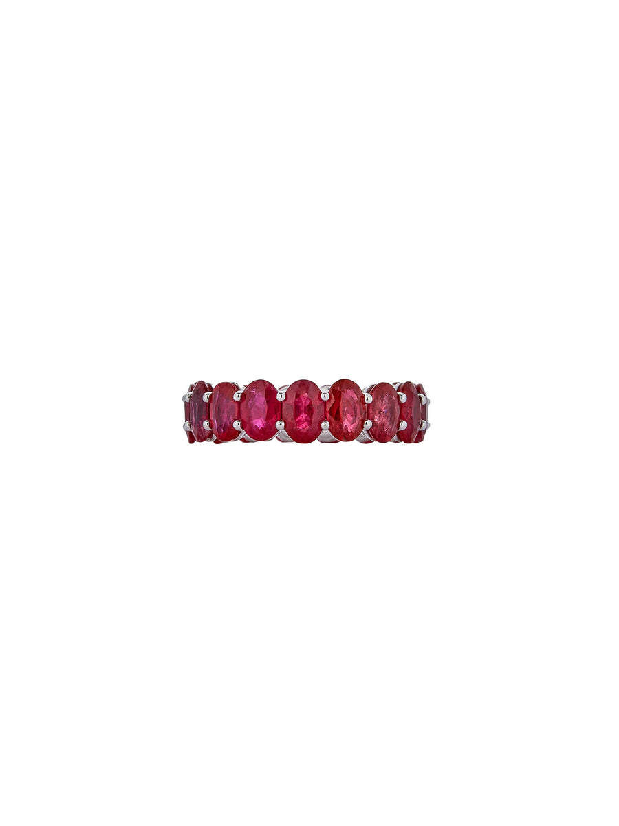 5.72ct Ruby 18K Gold Oval Eternity Ring