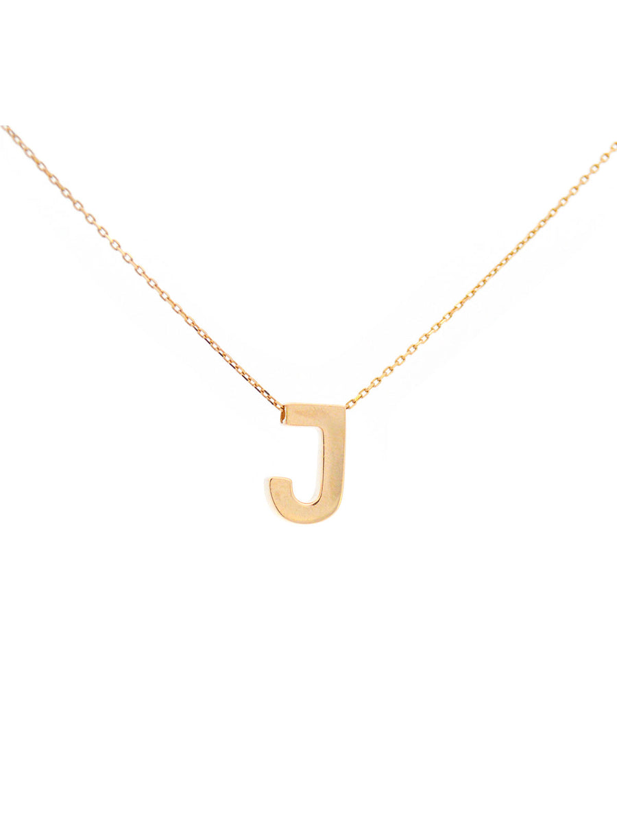 14K Gold Letter J Initial Pendant Necklace