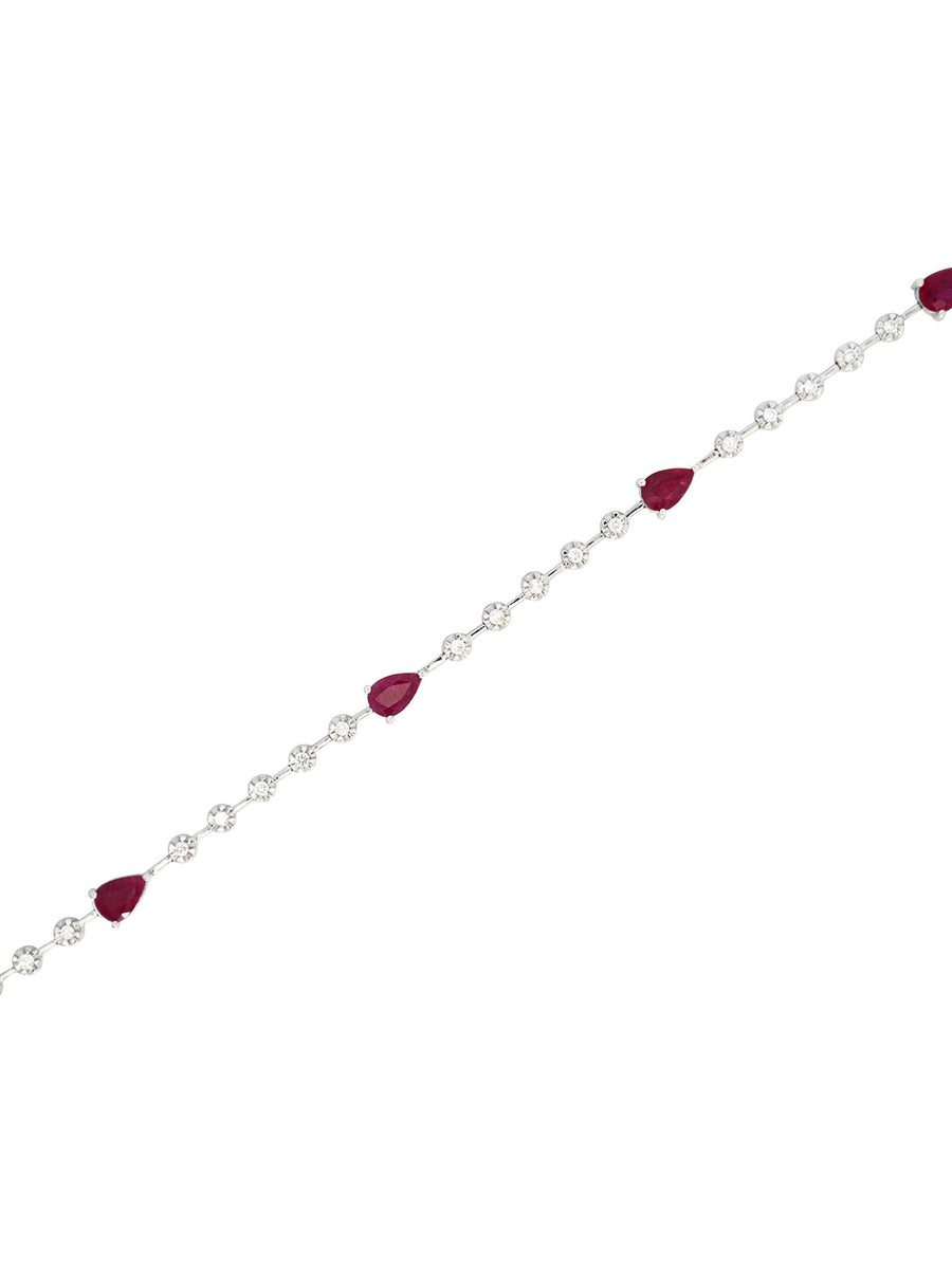 2.01ct Diamond Ruby 18K Gold Link Tennis Bracelet