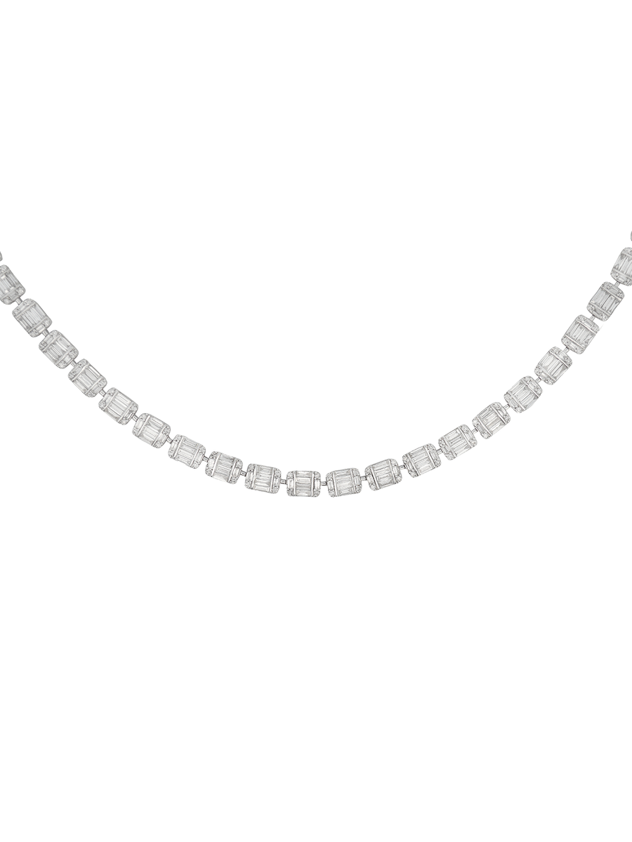 4.50ct Diamond 18K Invisible Set Tennis Choker Necklace