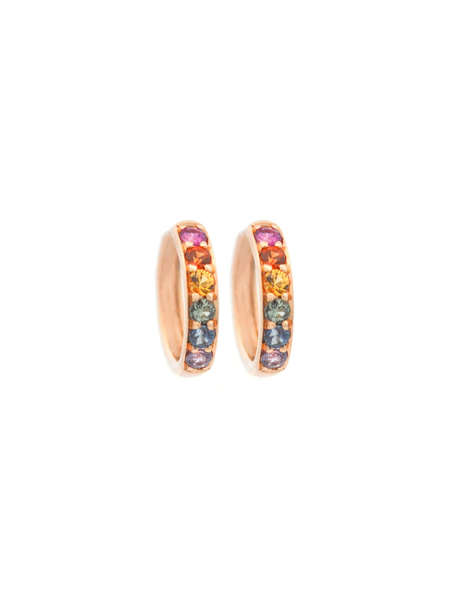 0.60ct Multi Sapphire 14K Gold Huggie Hoop Earrings