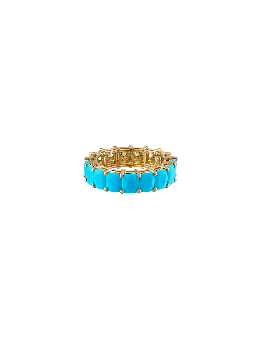 6.37ct Turquoise 18K Gold Eternity Ring