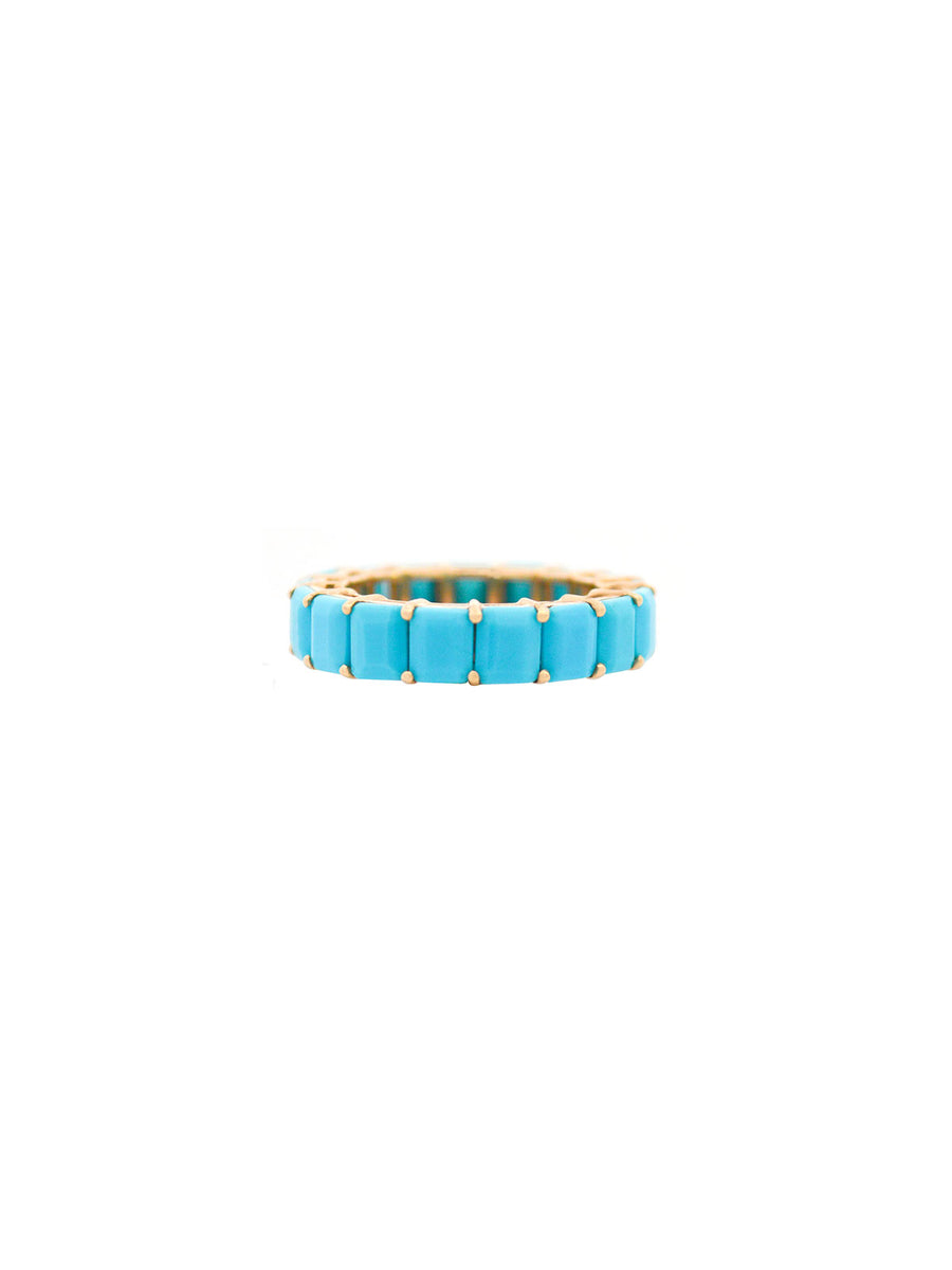 6.37ct Turquoise 18K Gold Eternity Ring