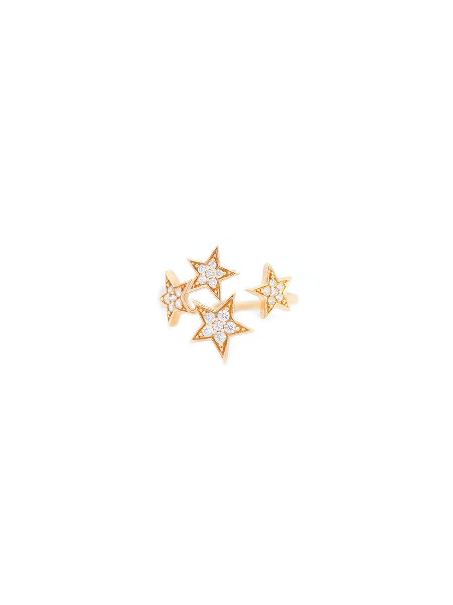 0.19ct Diamond 18K Gold Stars Ring