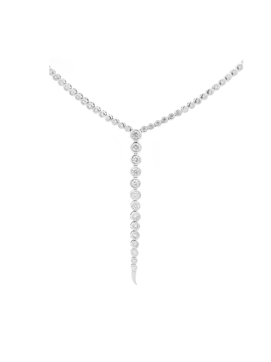 6.41ct Diamond 18K Gold Lariat Tennis Necklace