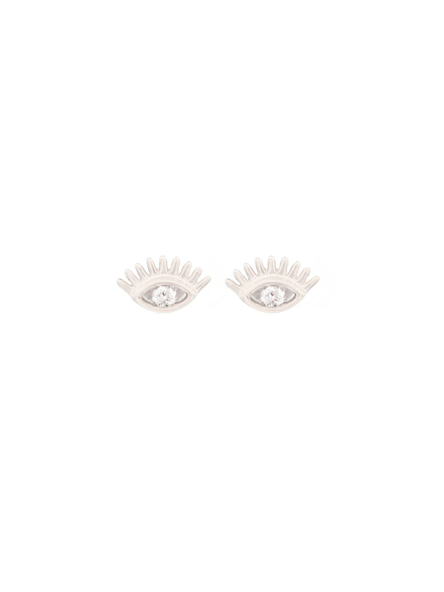 0.13ct Diamond 14K Gold Evil Eye Dainty Stud