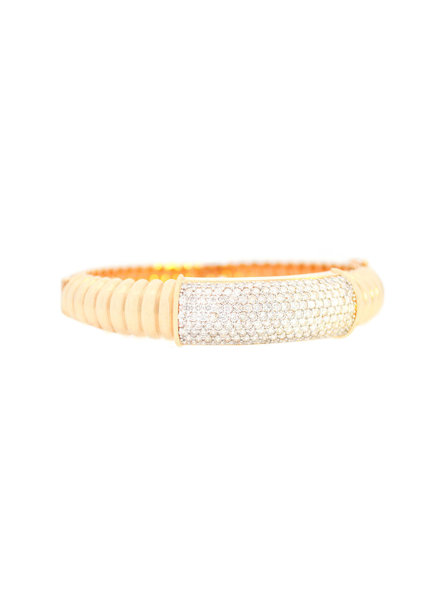 3.61ct Diamond 14K Gold Statement Bangle Bracelet