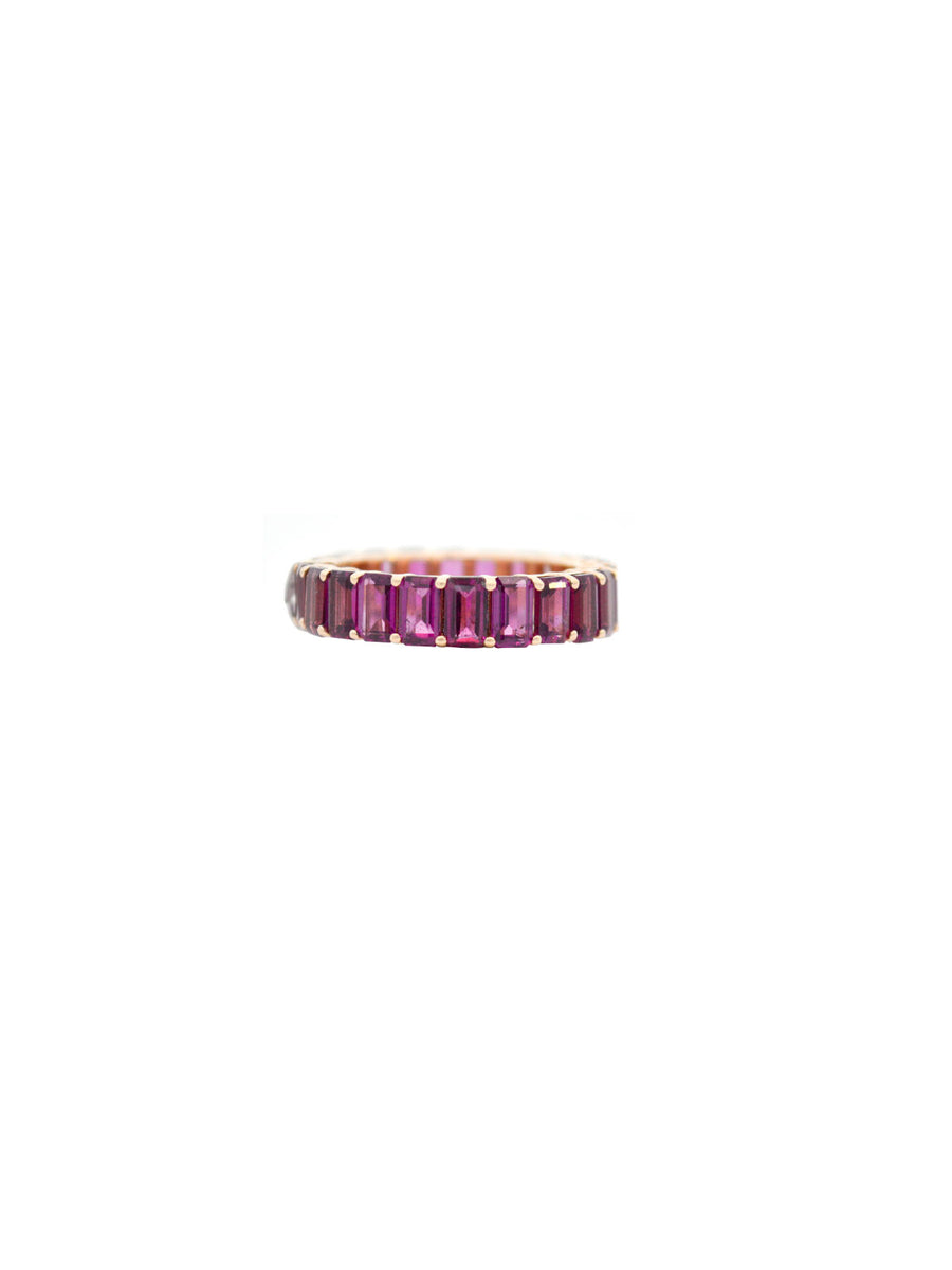 8.09ct Rhodolite Garnet 14K Gold Eternity Band Ring