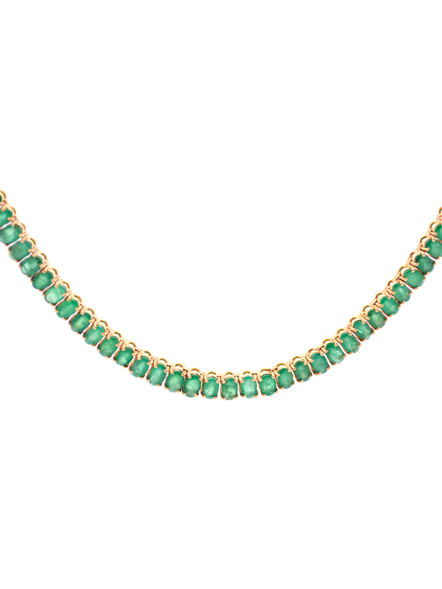 16.40ct Emerald 18K Gold Tennis Necklace