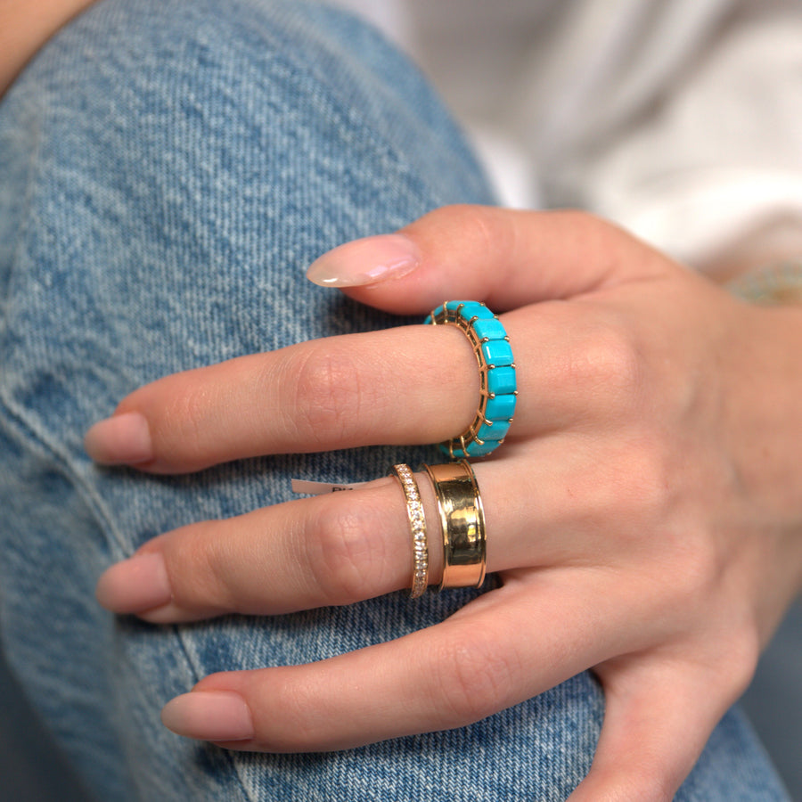 6.37ct Turquoise 18K Gold Eternity Ring