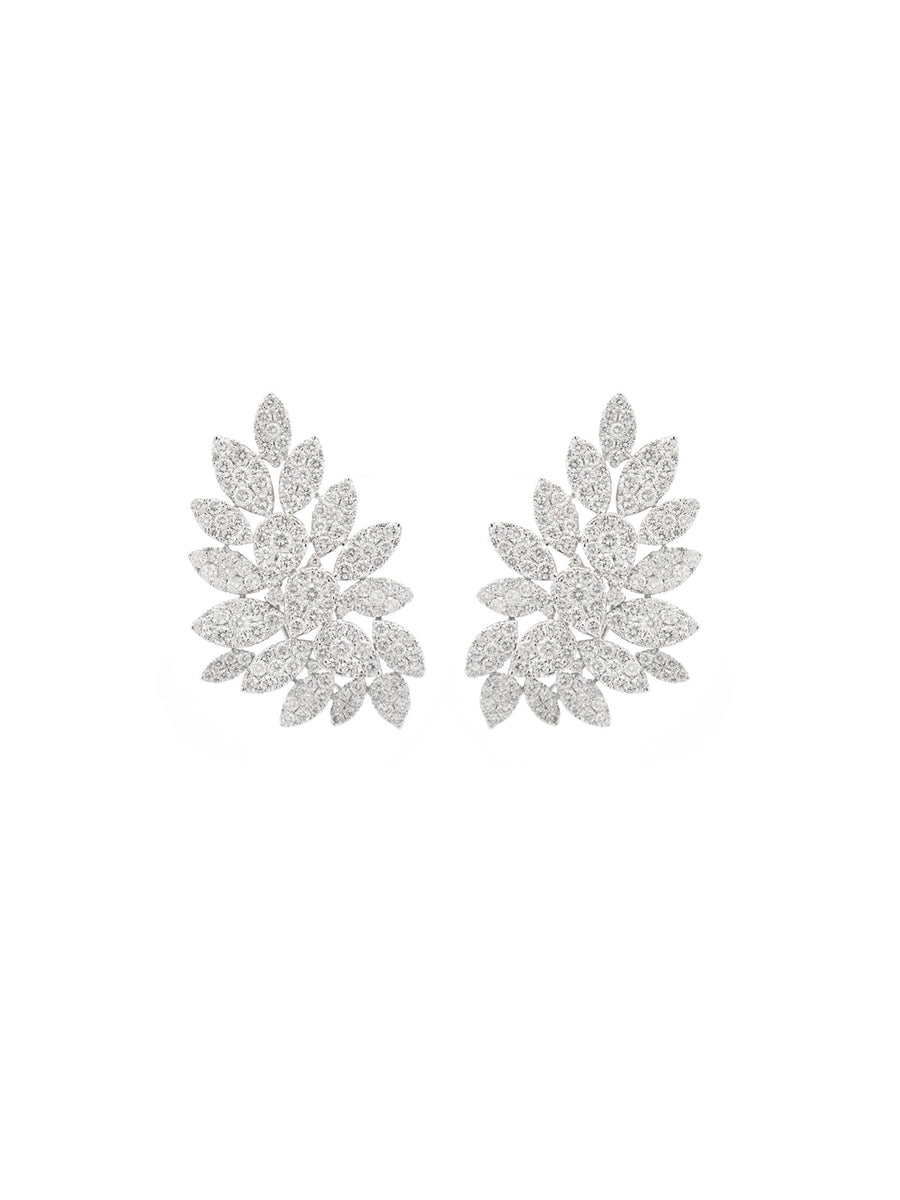 5.64ct Diamond 18K Gold Leaf Climber Earrings