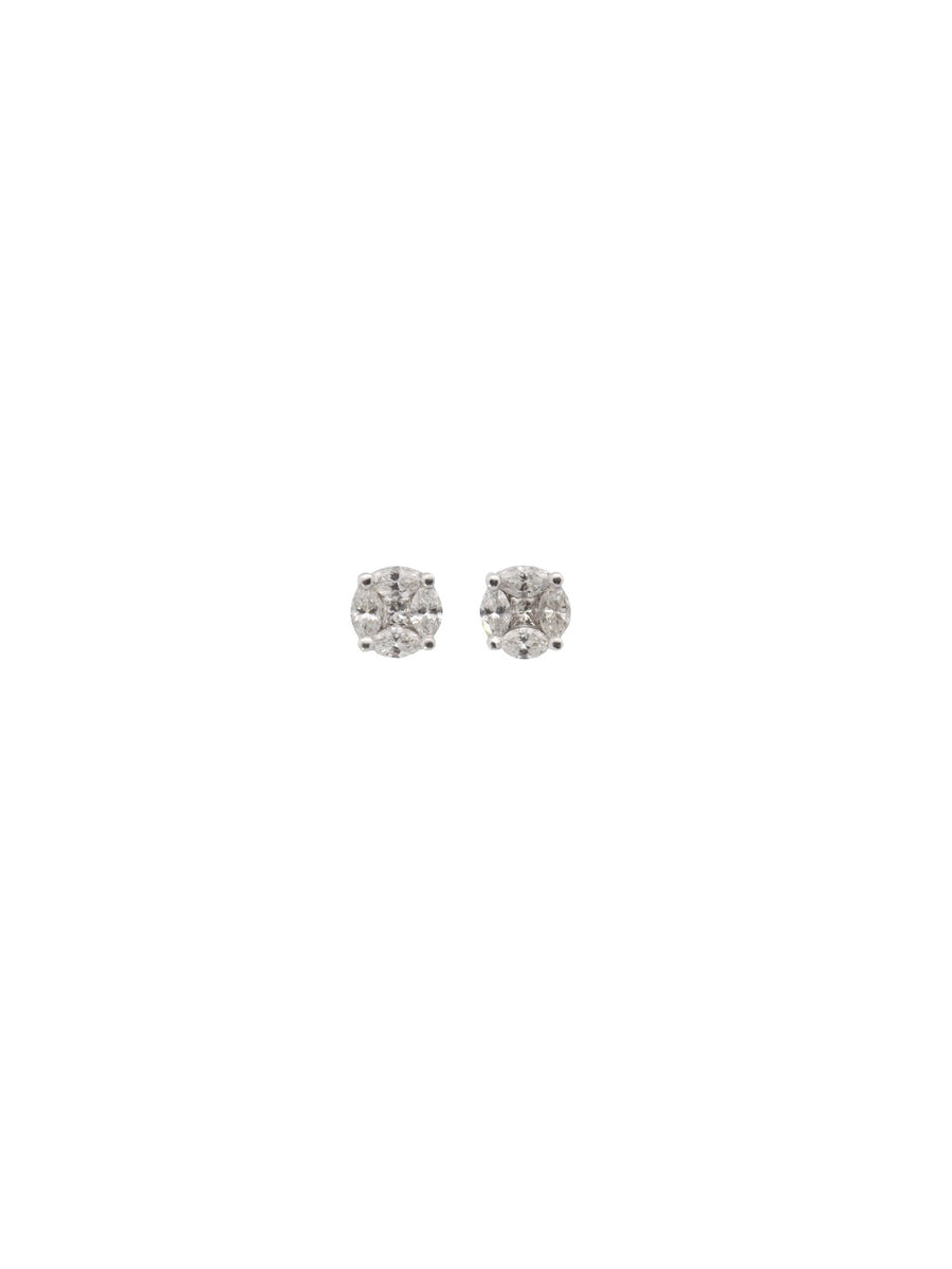 1.20ct Diamond 18K Gold Illusion Set Stud Earrings