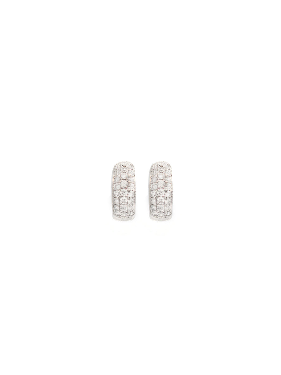 0.44ct Diamond 18K Gold Chunky Pave Huggie Hoop Earrings