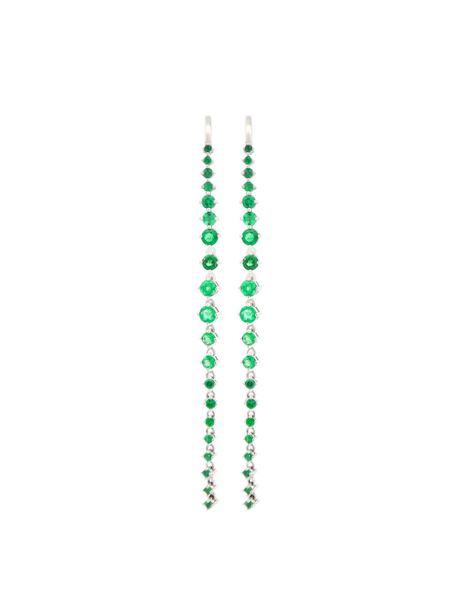 1.50ct Emerald 18K Gold Linear Cascade Earrings