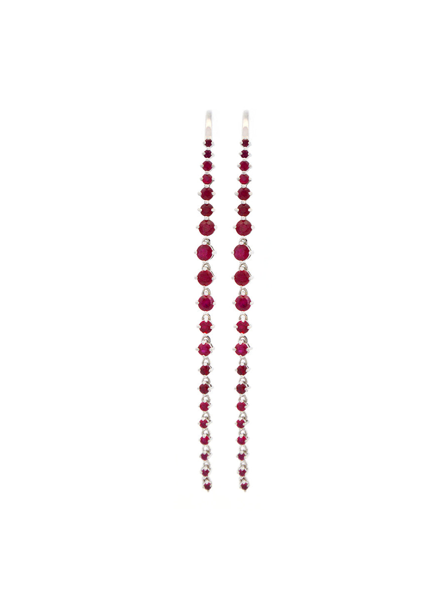 1.81ct Ruby 18K Gold Linear Cascade Earrings