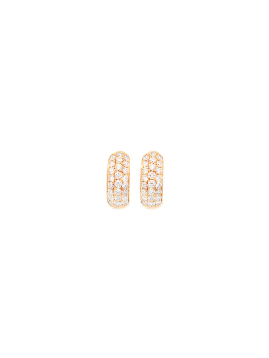 0.44ct Diamond 18K Gold Chunky Pave Huggie Hoop Earrings