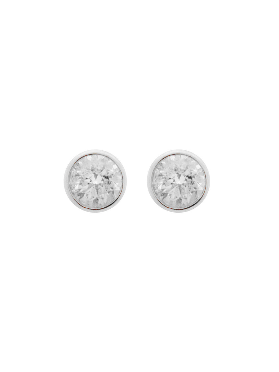 1.01ct Diamond Platinum Bezel Stud Earrings