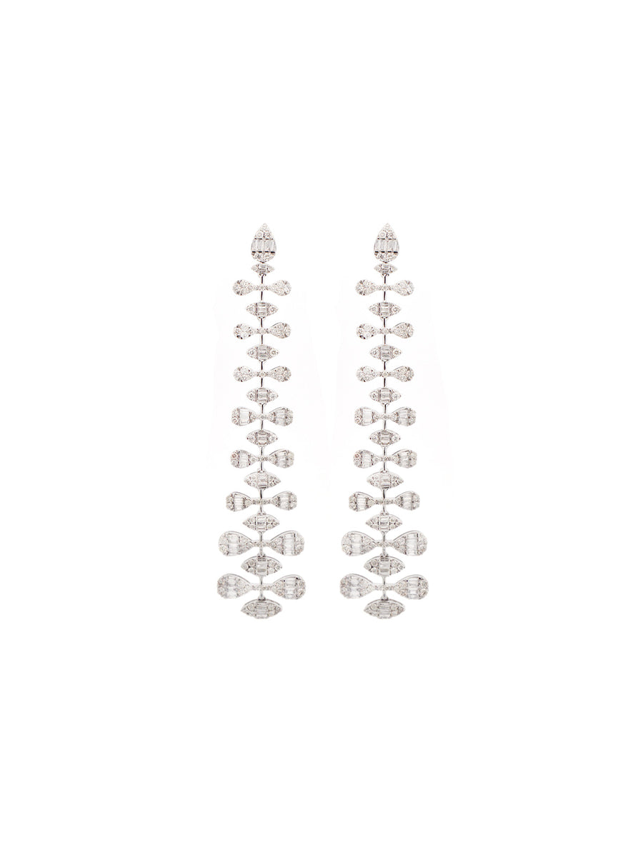 3.6ct Diamond 14K Gold Statement Cascade Earrings