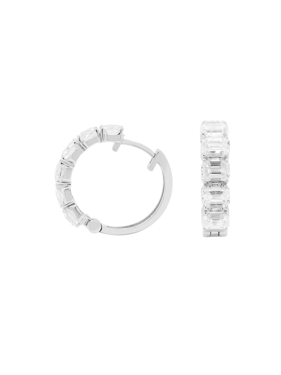 4.76ct Diamond 18K Gold Princess Cut Hoop Earrings