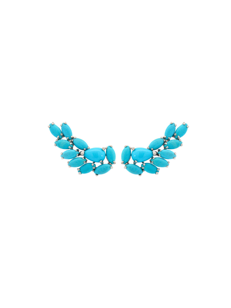 Turquoise 18K Gold Cluster Climber Earrings