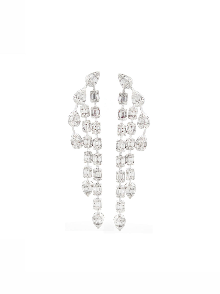 2.35ct Diamond 14K Gold Cascade Cocktail Earrings