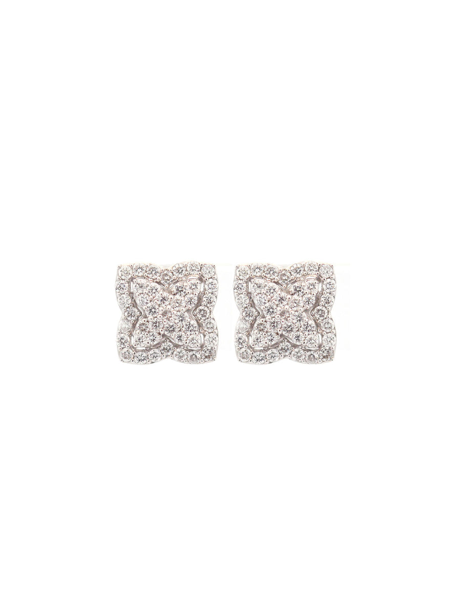 0.56ct Diamond 14K Gold Flower Earrings