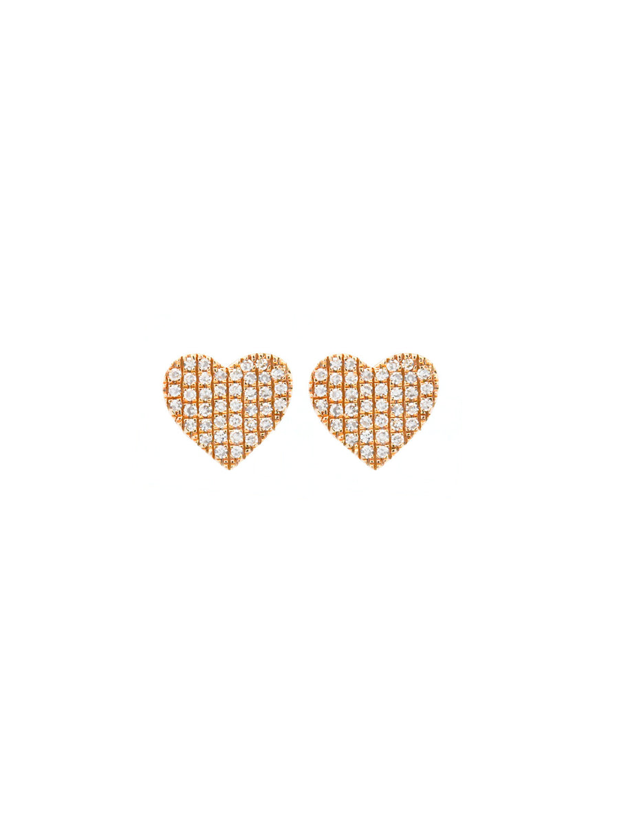 0.20ct Diamond 14K Gold Pave Heart Stud