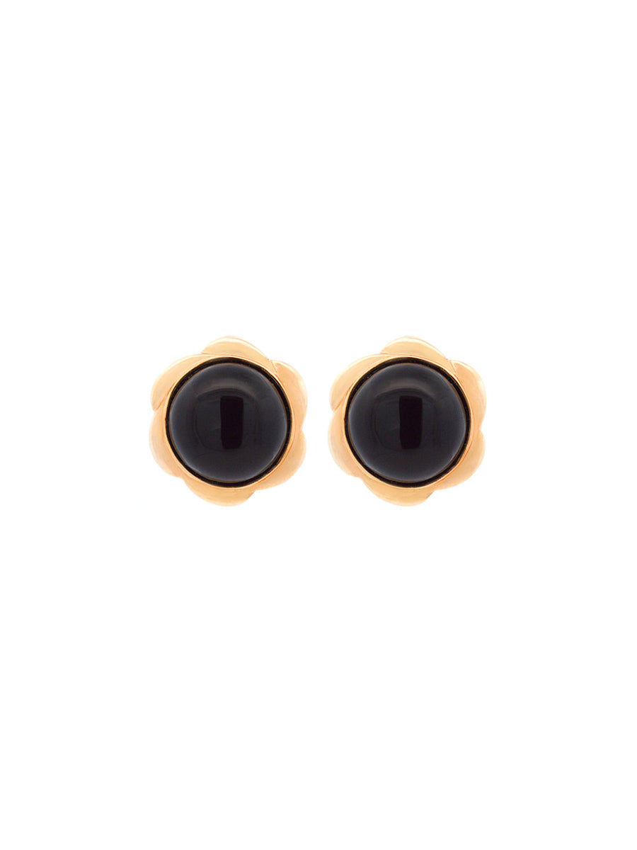 Black Onyx 14K Gold Stud Earrings