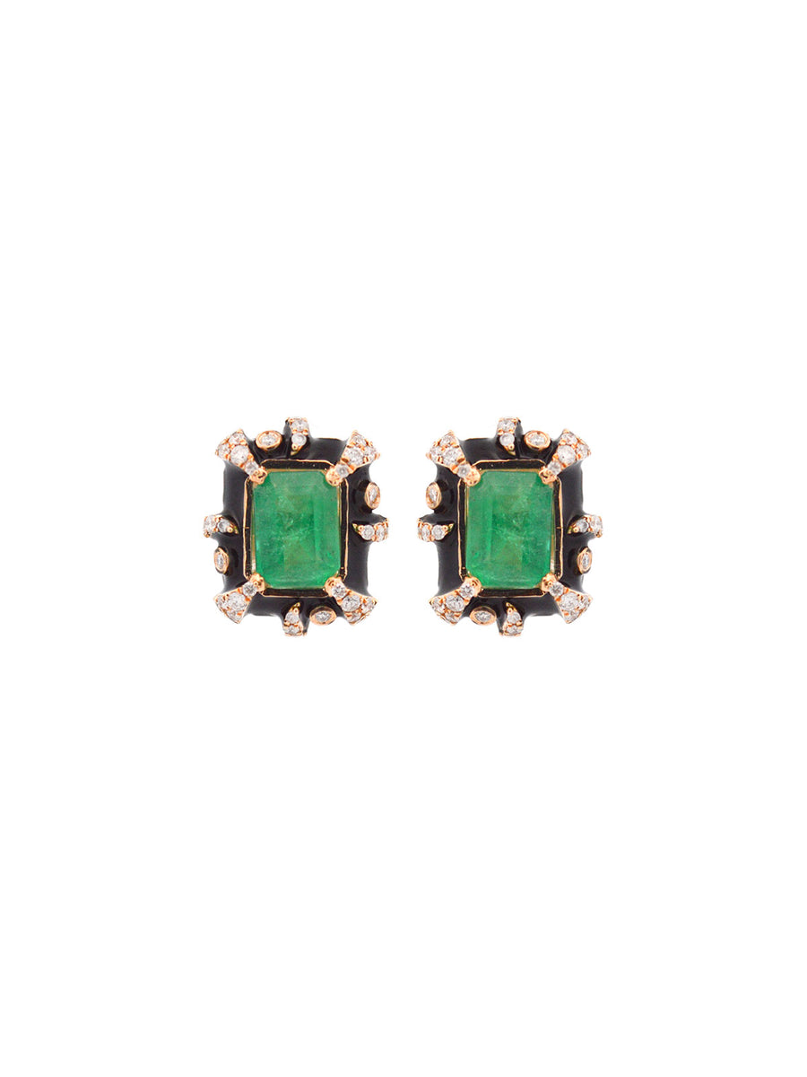 2.64ct Emerald Diamond 14K Gold Halo Earrings