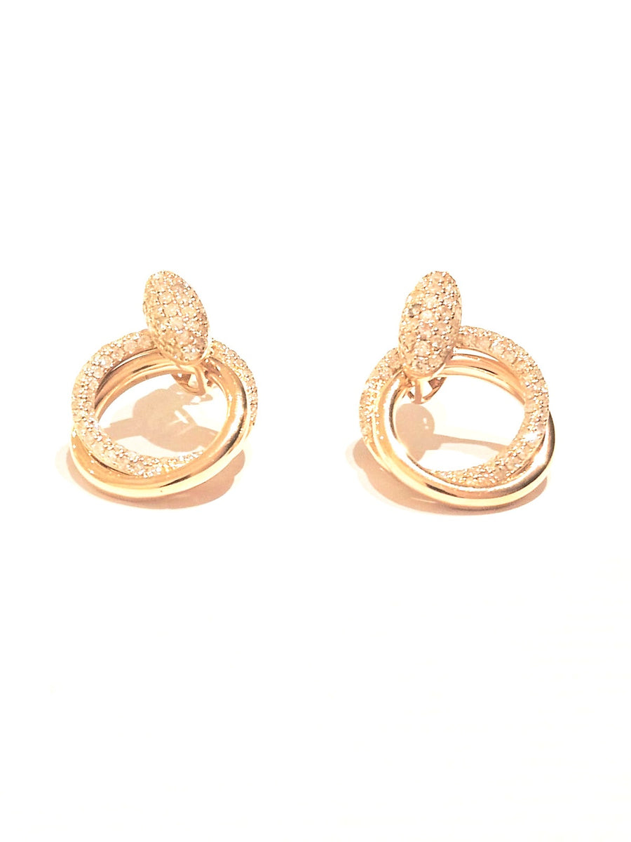 1.75ct Diamond  14K Gold Drop Circle Earrings