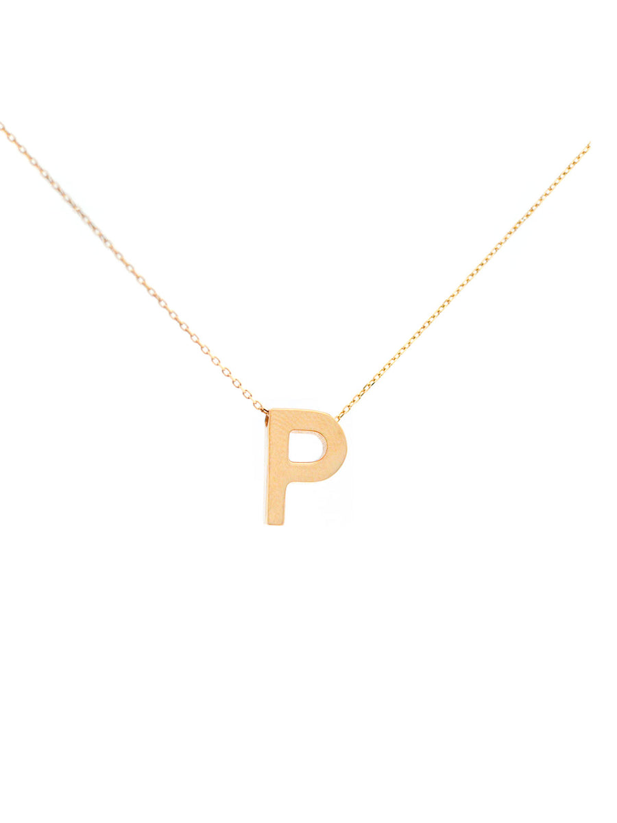 14K Gold Letter P Initial Pendant Necklace