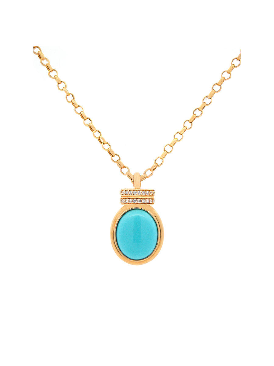 Turquoise Pendant 14K Gold Chain Necklace