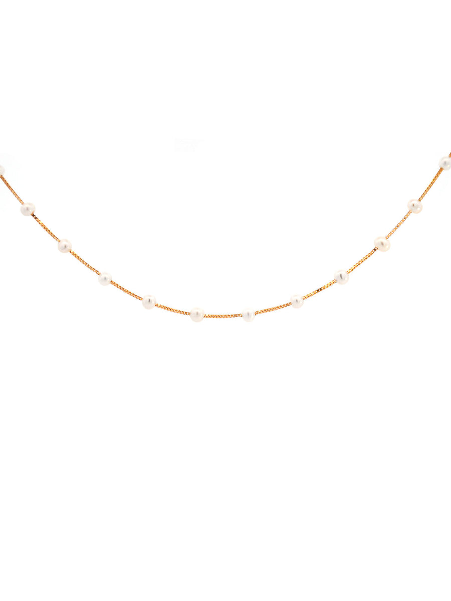 3mm Freshwater Pearl 14K Gold 24'' Long Necklace