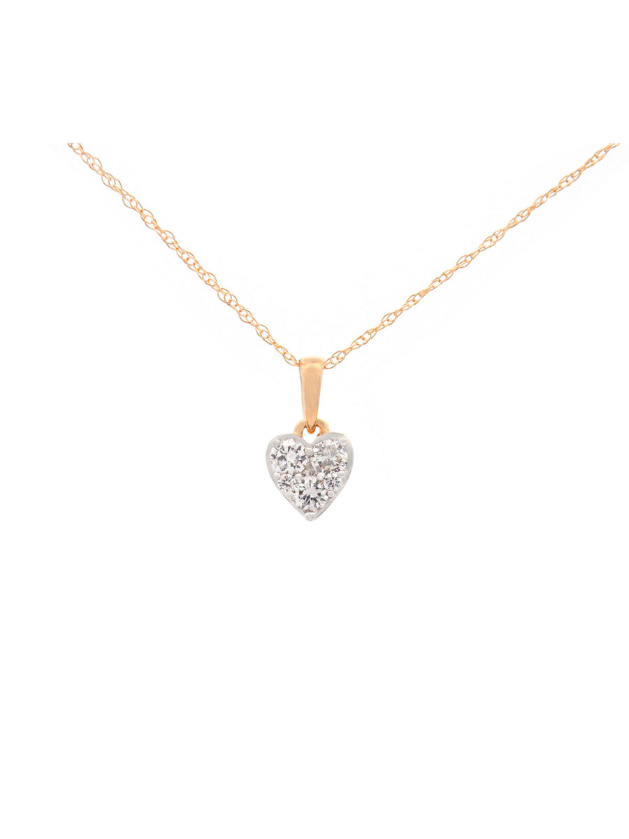 0.18ct Diamond 14K Gold Heart Pendant Chain Necklace