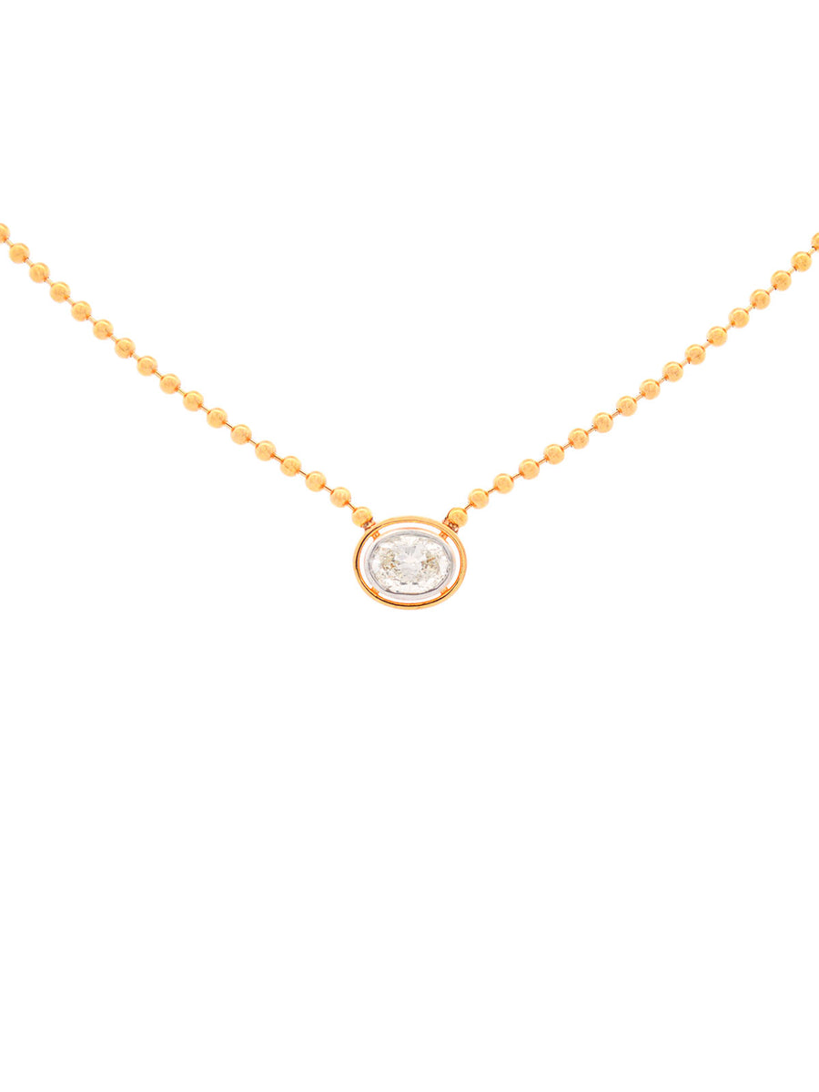 0.58ct Diamond 18K Gold Oval Bead Necklace