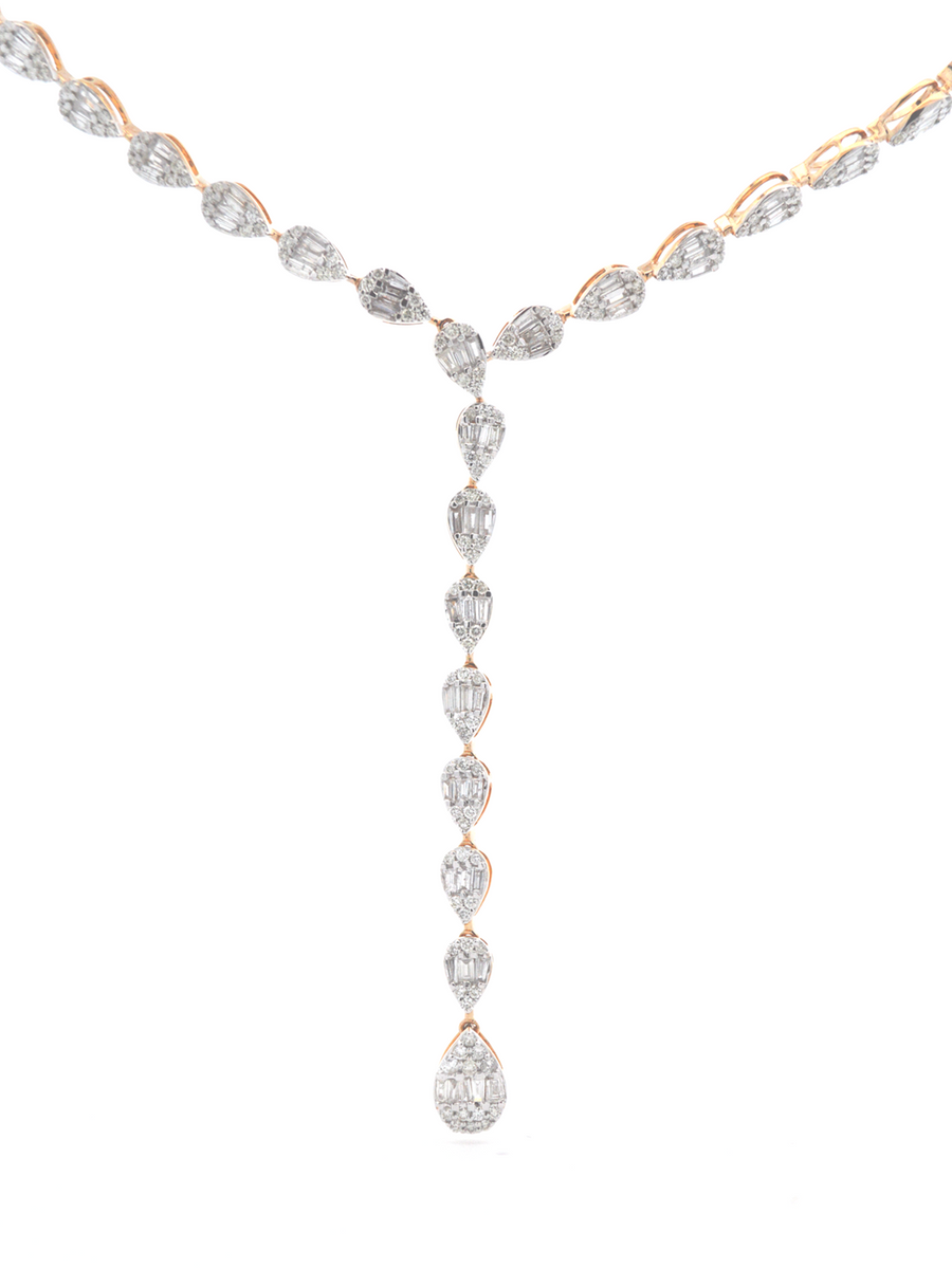 4.74ct Diamond 14K Gold Invisible Set Lariat Necklace