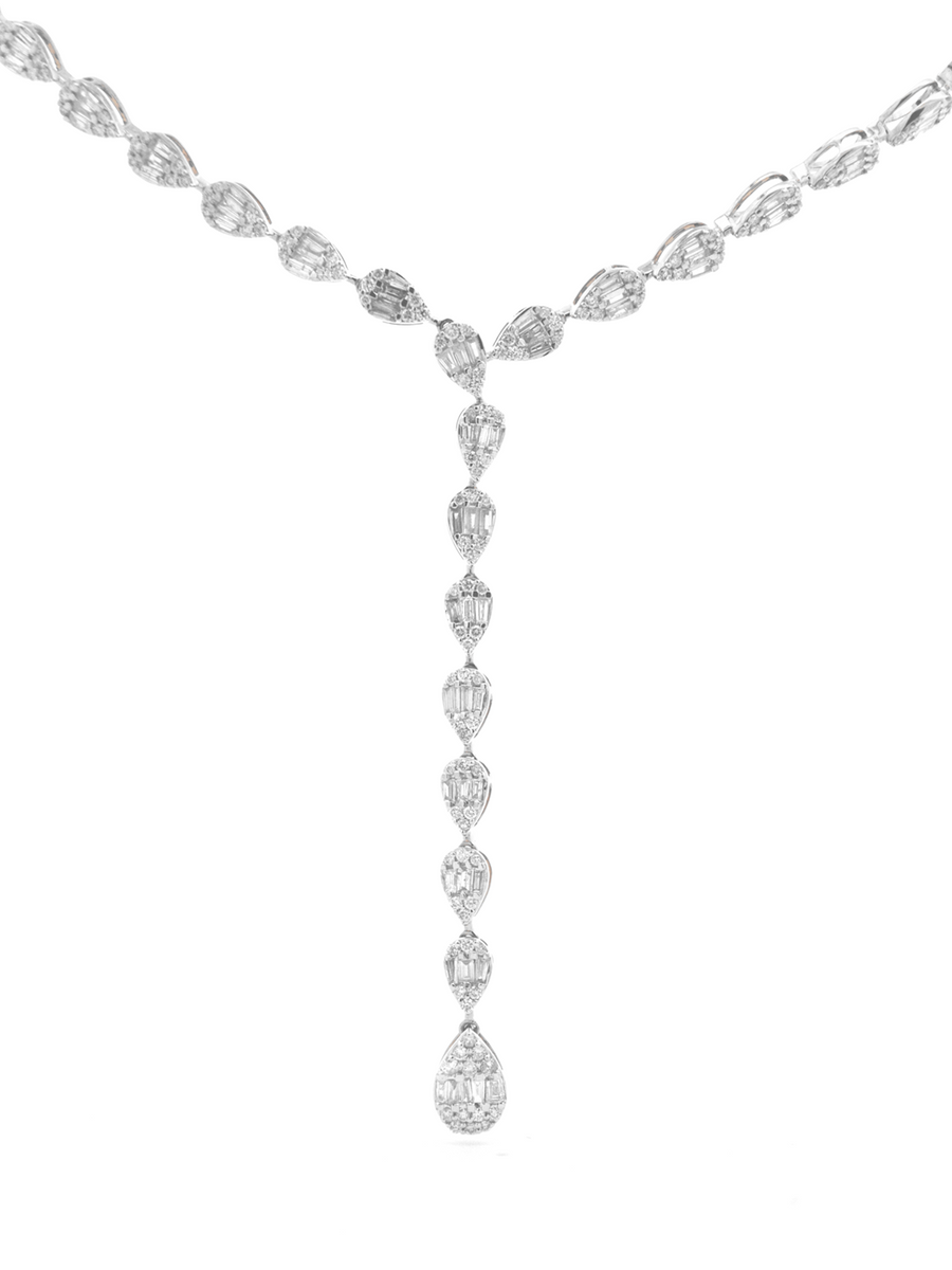 4.74ct Diamond 14K Gold Invisible Set Lariat Necklace