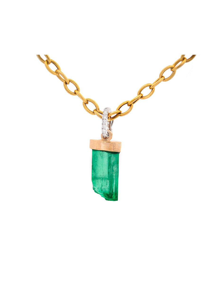 0.80ct Diamond Emerald 18K Gold Pendant