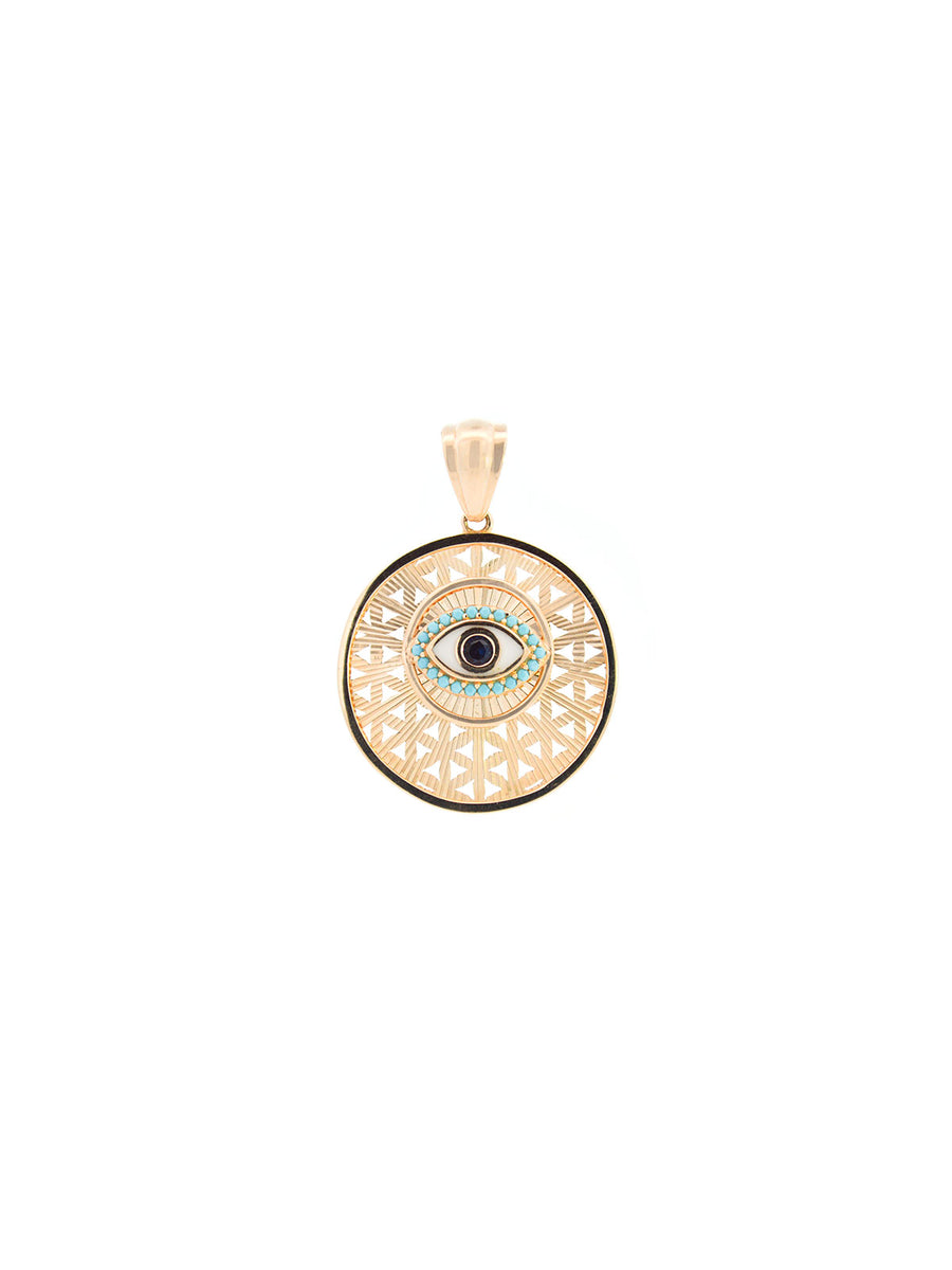 14K Gold Evil Eye Pendant