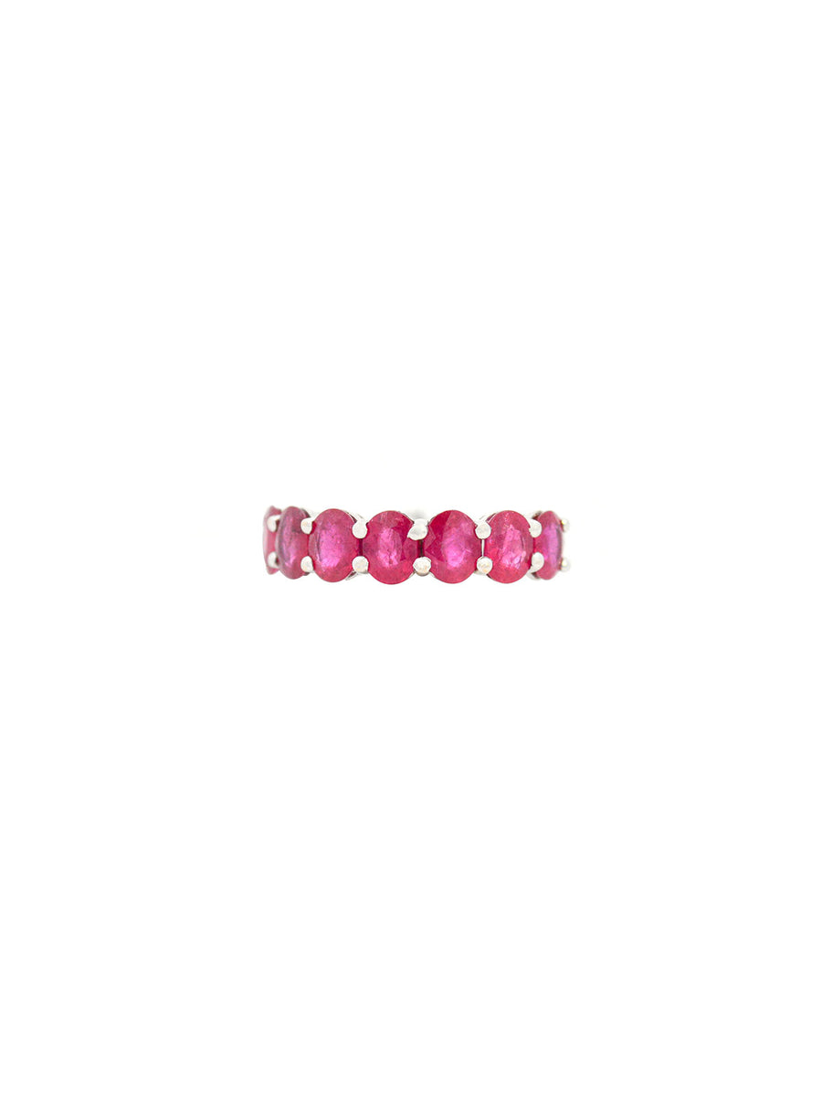 2.20ct Ruby 18K Gold Half Band Ring