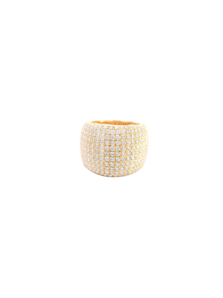 3.65ct Diamond 18K Gold Large Pave Dome Ring